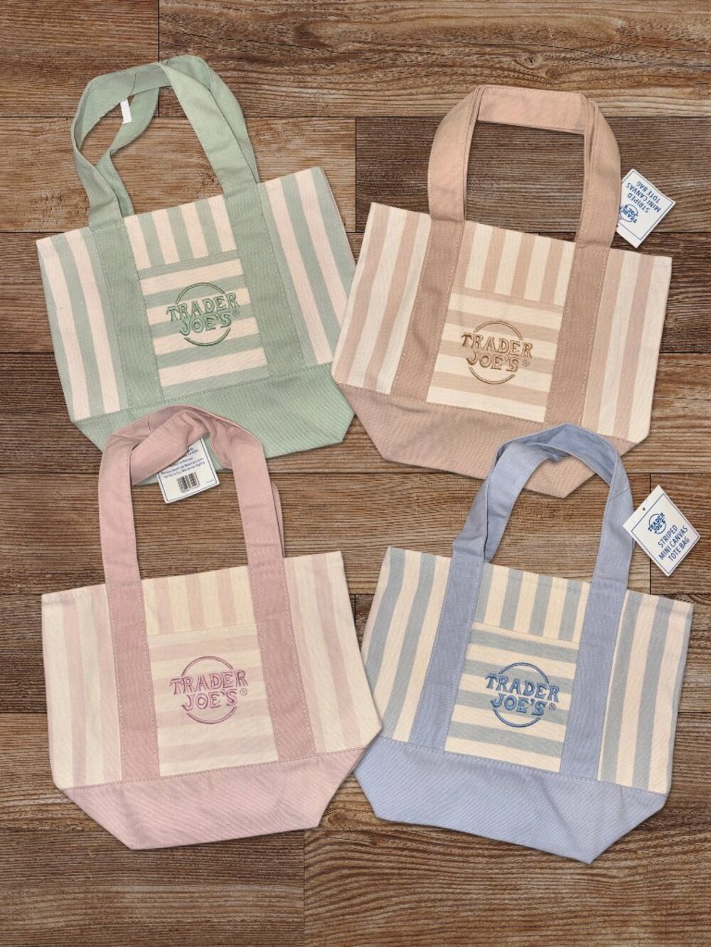 Trader Joe’s Tote Bag - Striped Mini Canvas Bag - Summer 2026 - COMPLETE SET (4)